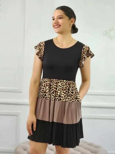 Vestido para dama multicolor con estampado de animal print