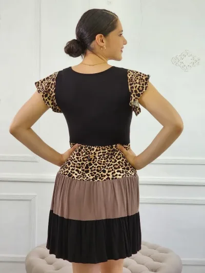 Vestido para dama multicolor con estampado de animal print