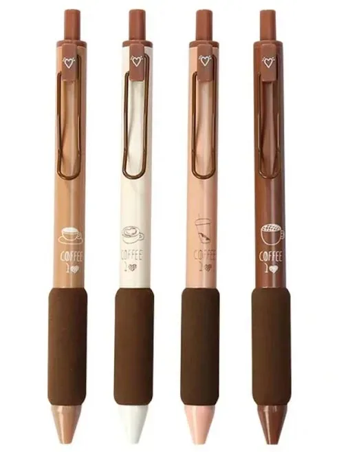 Set de 4 plumas con diseño de café