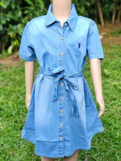 Vestido Cambridge Polo Club celeste para niña
