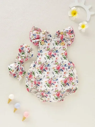 Mameluco para niña con diseño floral