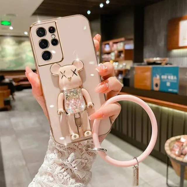 Funda para celular color rosa diseño de robot