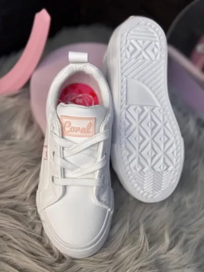 Tenis Coral KAORI WHITE para Niña