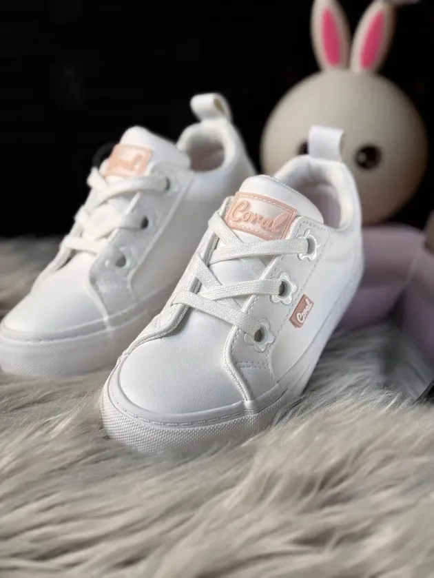 Tenis Coral KAORI WHITE para Niña