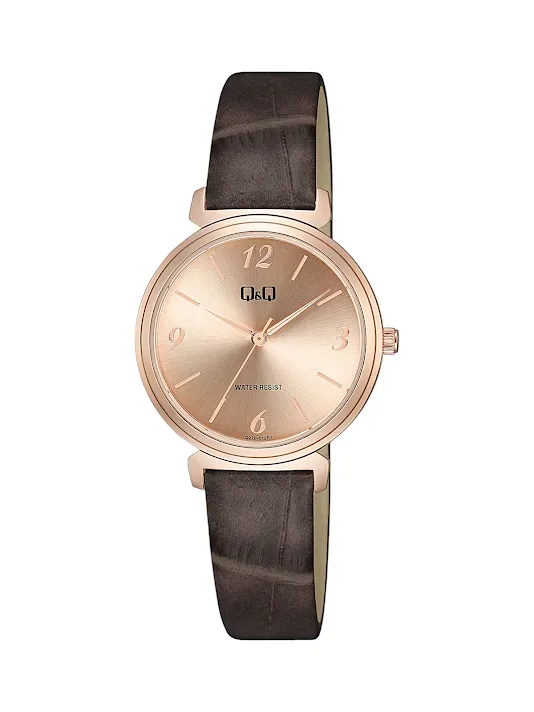 Reloj Q&Q para dama Q27B-012PY COLOR CAFE OSCURO