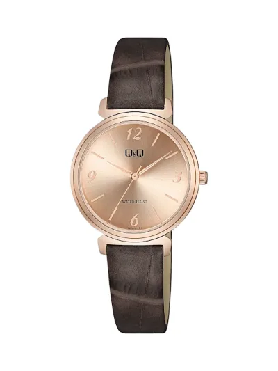 Reloj Q&Q para dama Q27B-012PY COLOR CAFE OSCURO