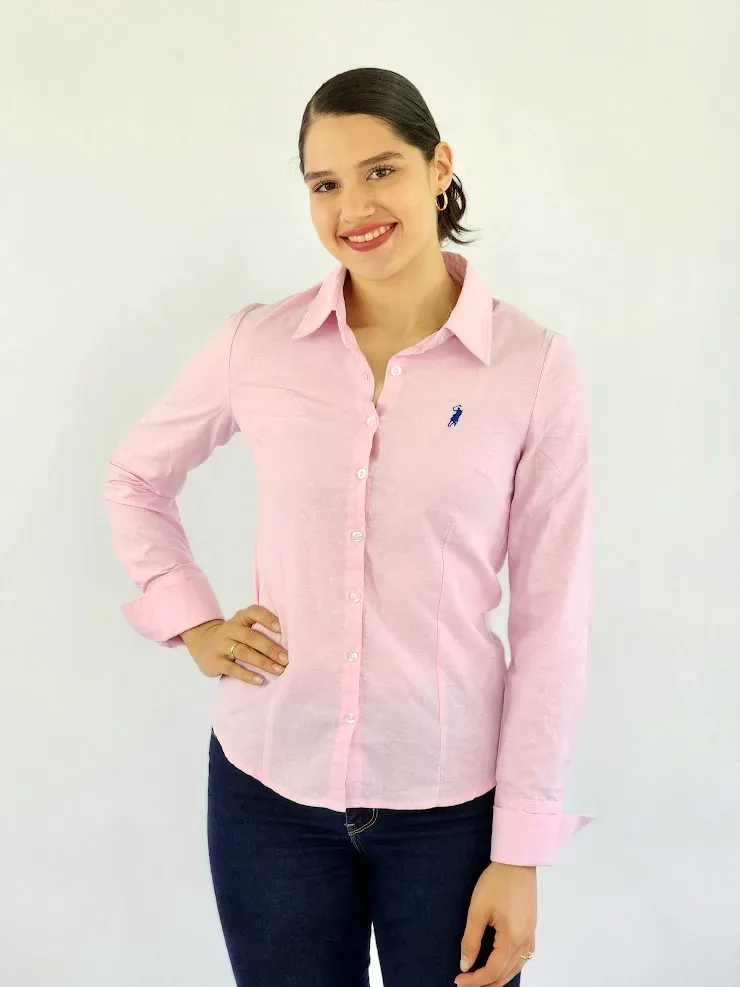 Camisa manga larga  Cambrige Polo para dama color rosa