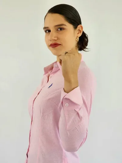 Camisa manga larga  Cambrige Polo para dama color rosa