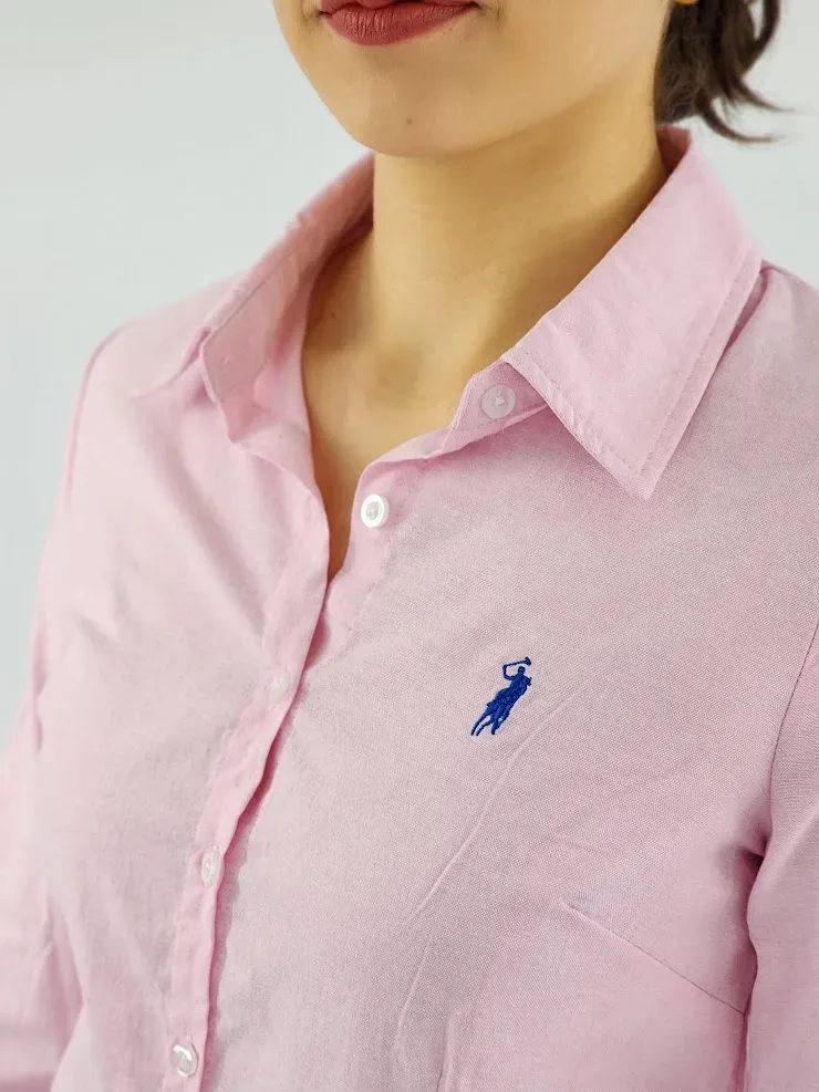 Camisa manga larga  Cambrige Polo para dama color rosa