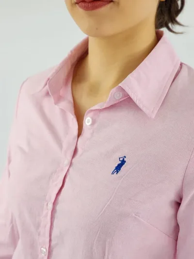 Camisa manga larga  Cambrige Polo para dama color rosa