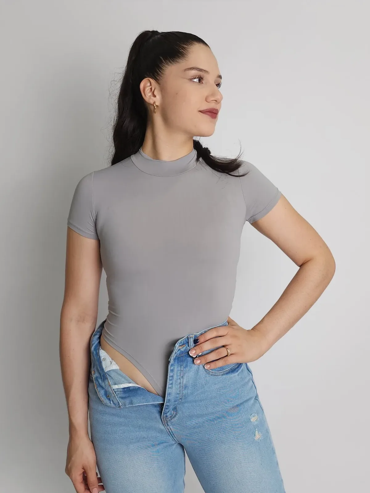 Body para dama color gris