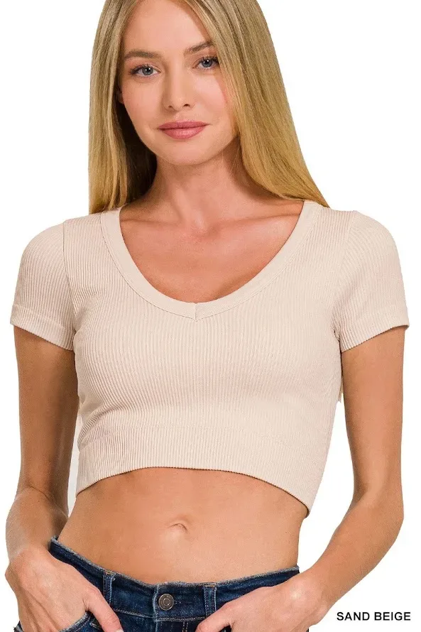 Crop top color beige para Dama