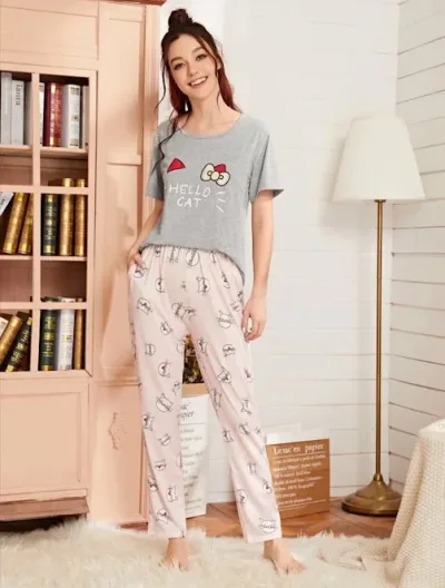 Pijama para dama, color gris y rosa