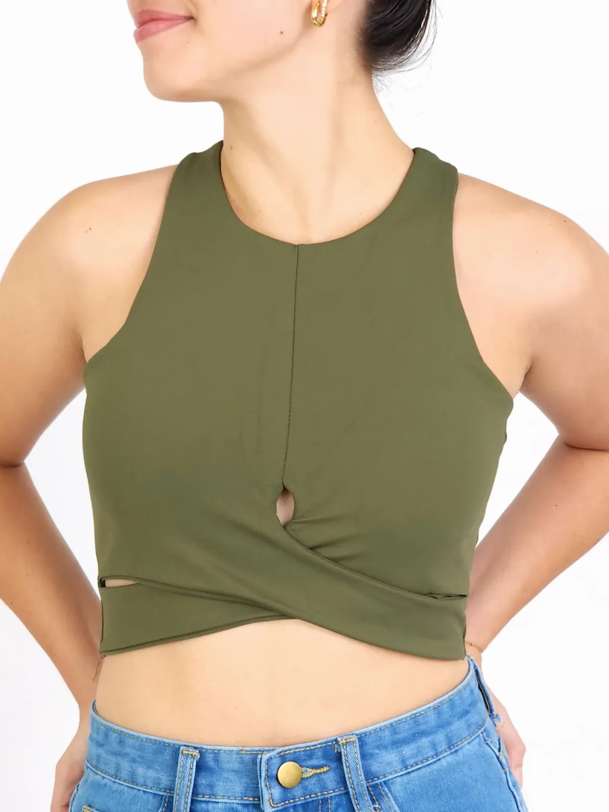 Crop Top para dama color verde musgo