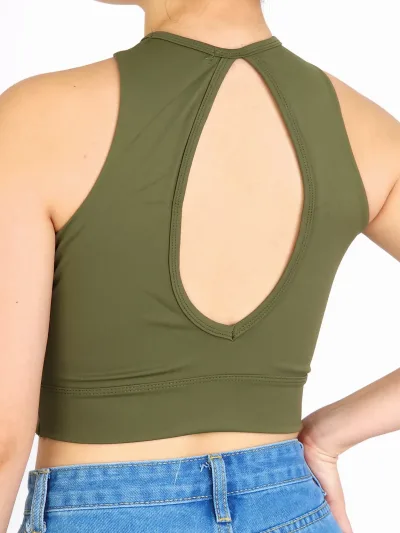 Crop Top para dama color verde musgo