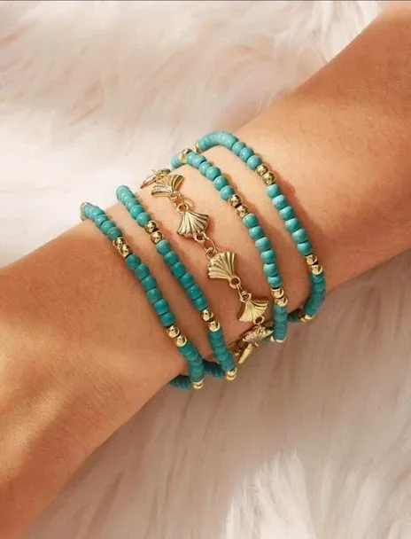 Set de pulseras para dama celeste