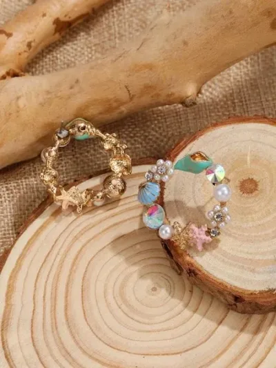 Aretes con diseño de mar de fantasía