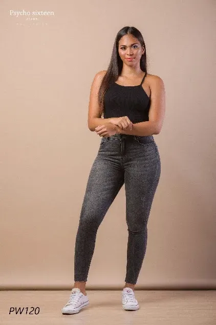 Jeans Psycho Sixteen High Rise Skinny PW120 para dama color gris