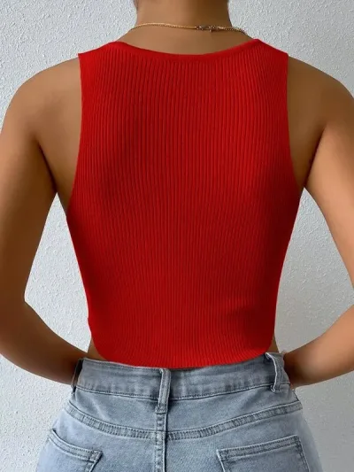 Top tejido para dama color rojo