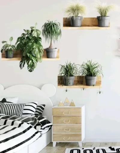 Pegatina de pared con estampado de planta maceta