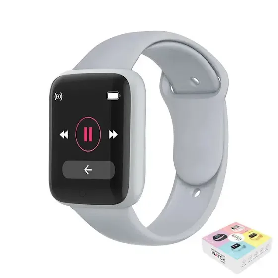 Reloj inteligente color gris.