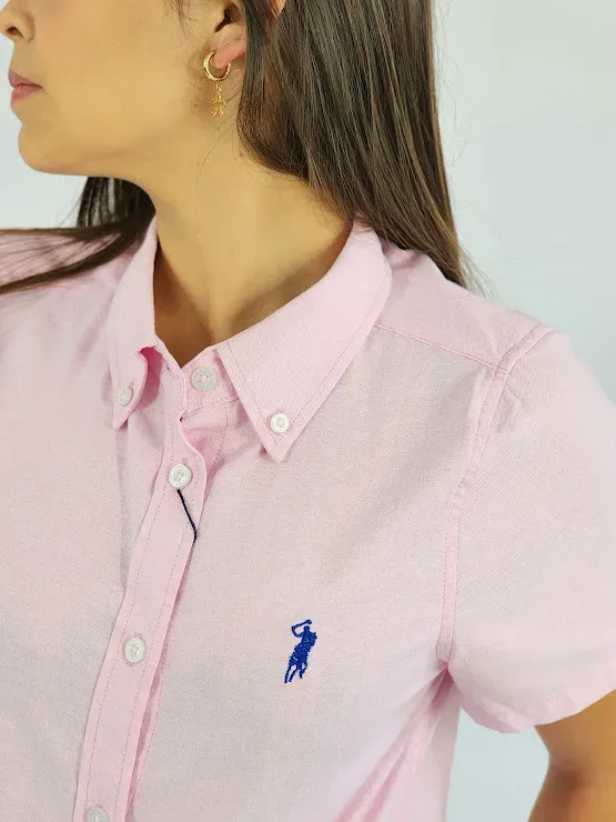 Camisa Cambrige Polo para muchacha color rosa