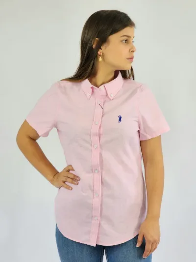 Camisa Cambrige Polo para muchacha color rosa