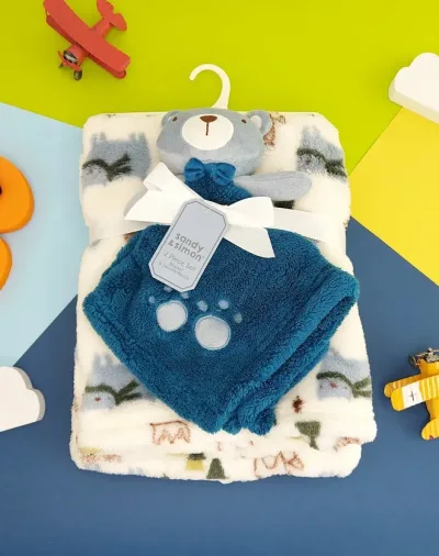 Conjunto cobijita de apego y cobija con diseño de bosque