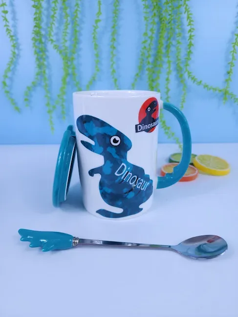 Tasa de dinosaurio con Tapa y Cuchara