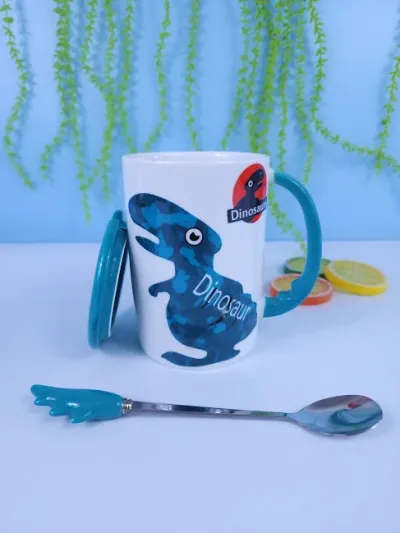 Tasa de dinosaurio con Tapa y Cuchara