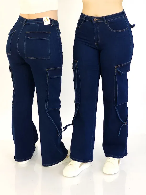 Pantalón cargo para dama color azul