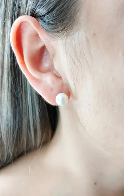 Par de aretes de plata 925 para dama color blanco