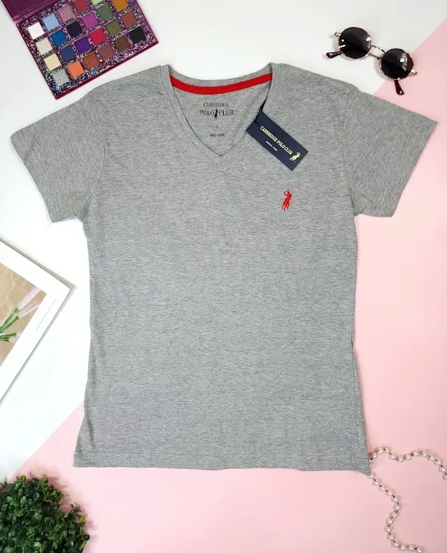 Camiseta Polo cambrige para dama color gris