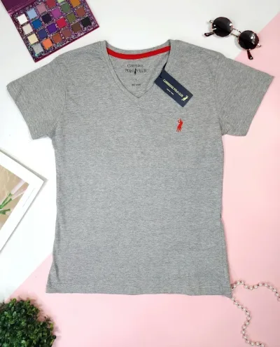 Camiseta Polo cambrige para dama color gris