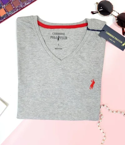 Camiseta Polo cambrige para dama color gris