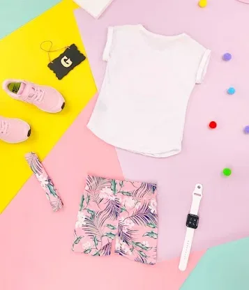 Conjunto para niña color blanco y rosa