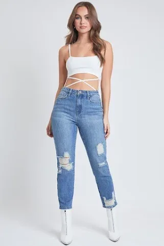 Mom Jeans para dama color azul mezclilla P102068