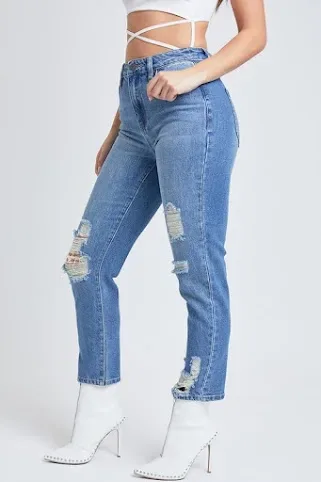 Mom Jeans para dama color azul mezclilla P102068