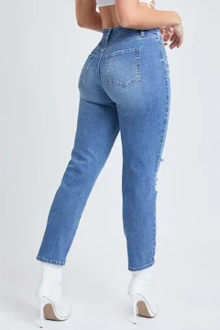 Mom Jeans para dama color azul mezclilla P102068