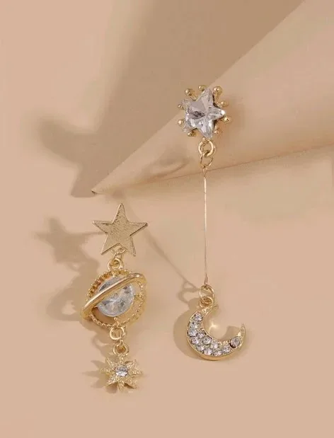 Aretes para dama fanatsía color dorado