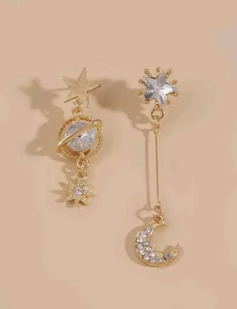 Aretes para dama fanatsía color dorado