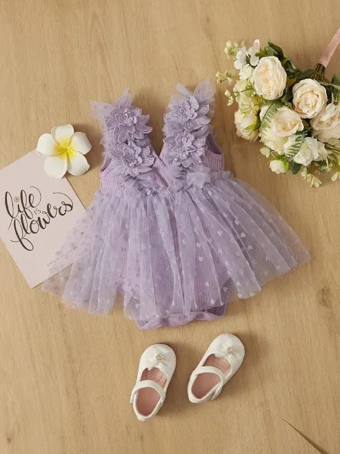 Mameluco para para niña con tutu color lila