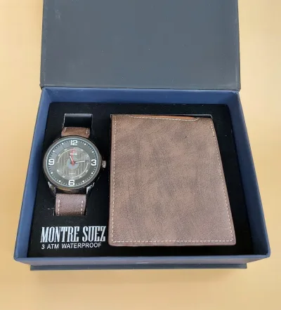 Set de reloj y billetera para caballero PL 5286 GUN-GUN/WHI