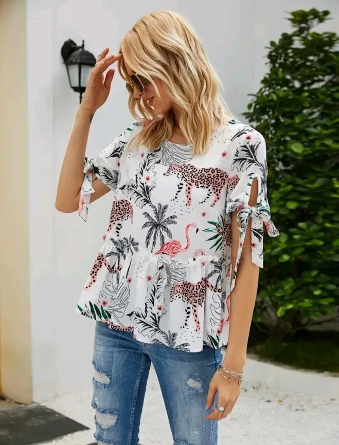 Blusa para dama color blanca con animales