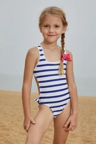 Vestido de baño para niña con diseño de rayas