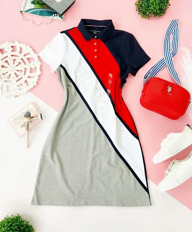 VestidoTommy Hilfiger para dama color azul, gris, blanco y rojo