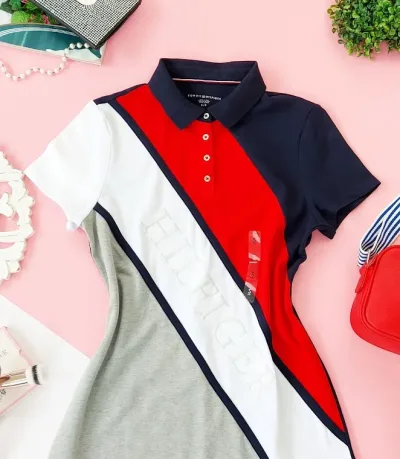 VestidoTommy Hilfiger para dama color azul, gris, blanco y rojo