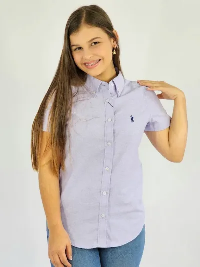 Camisa Cambrige Polo para muchacha color morado