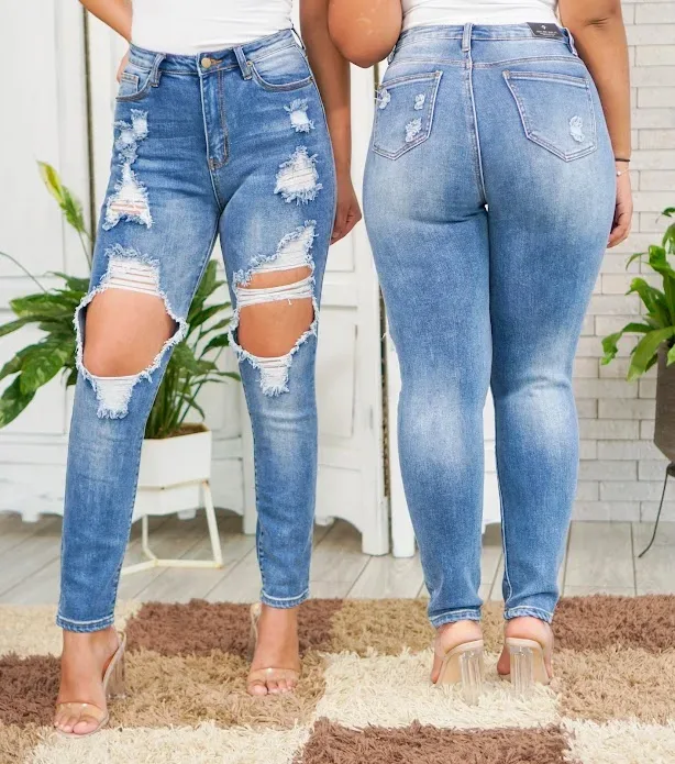 Jeans para dama high rise skinny RJH-5220 color azul