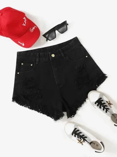 Short para dama de mezclilla color negro